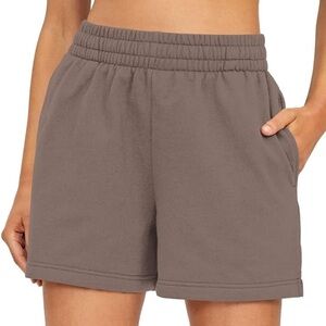 Automet high waist sweat shorts coffee color sz Medium pockets drawstring